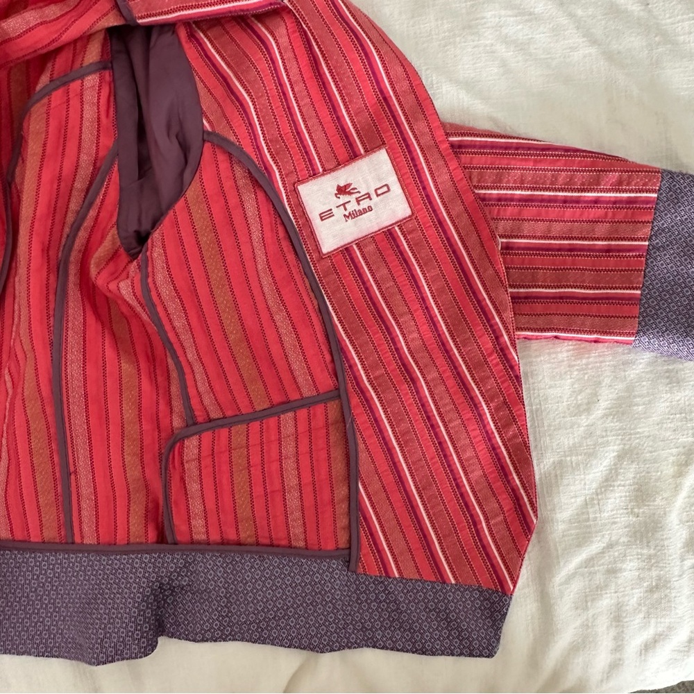 Etro Milano Women's Fitted Striped Blazer Jacket Size 44 - Picture 13 of 16